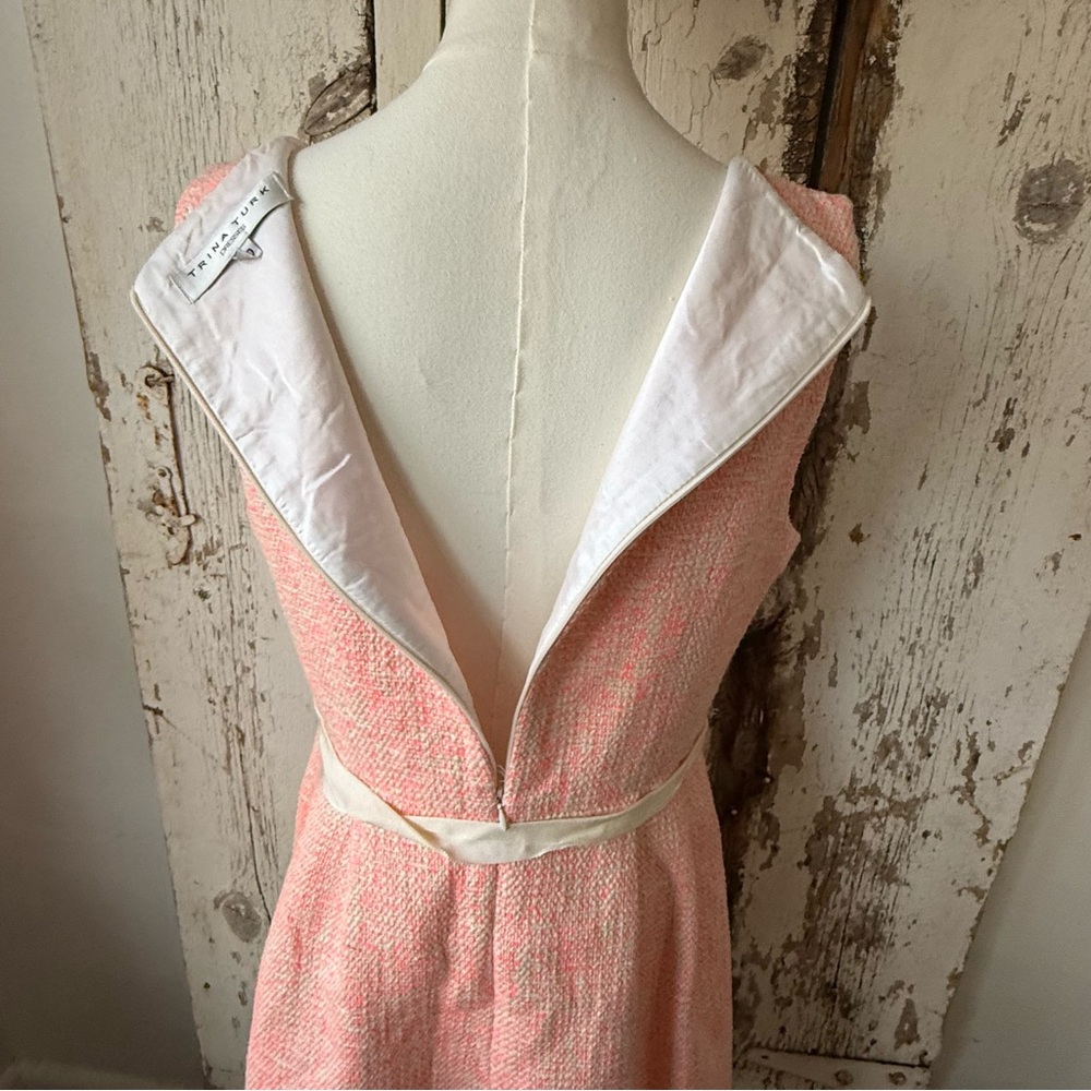 Womens Trina Turk Aime Sleeveless Tweed Shift Dress Orange Pink Salmon - Picture 10 of 13